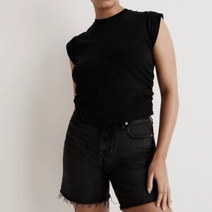 Madewell Side-Cinch Muscle Tee in True Black size XXS‎ NWT NJ787